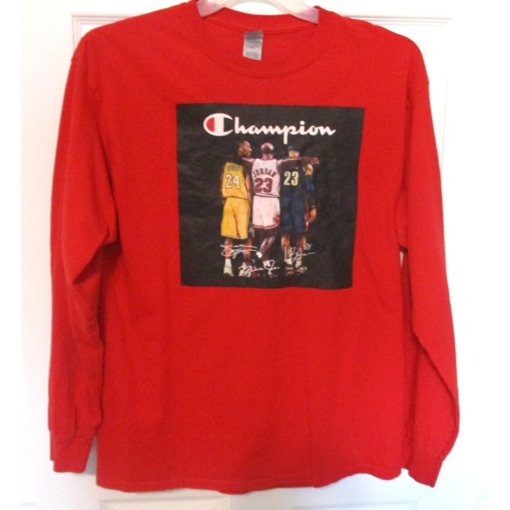 Champion Kobe Bryant Michael Jordan Lebron James Mens Gildan Long Sleeve Size L